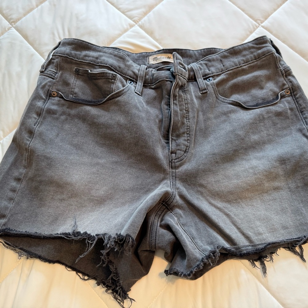 Madewell High Rise Jean Shorts Distressed Frayed Hem